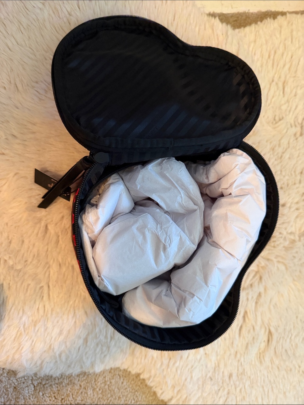 Victoria's Secret Black Heart-Shaped Cosmetic Case with Red Heart Print - Picture 3 of 4